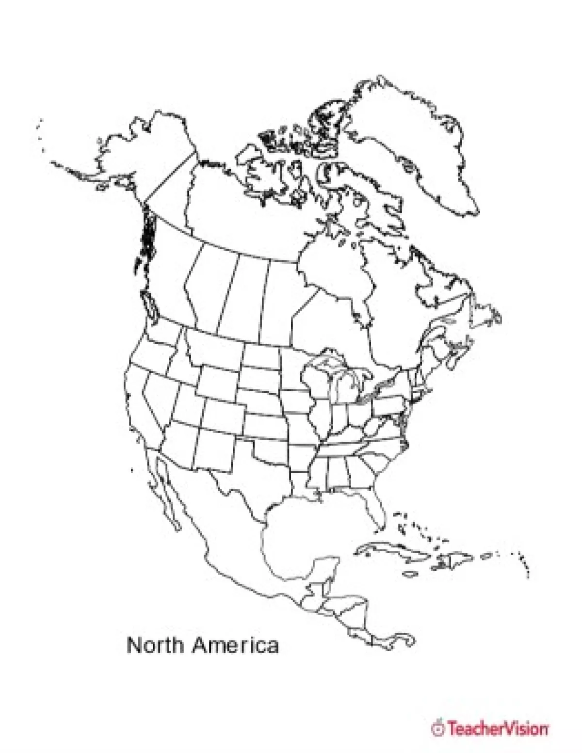 Blank Map North America Water Printable